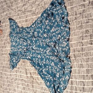 Mini Blue Dress with White Flowers